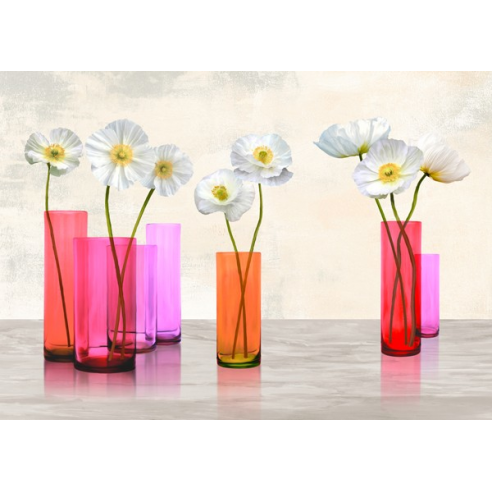Poppies in crystal vases (Purple palette)